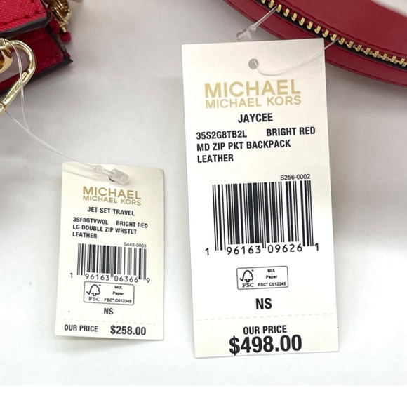 Michael Kors Jaycee Medium Backpack and Wallet Set Bright Red - Picture 10 of 13